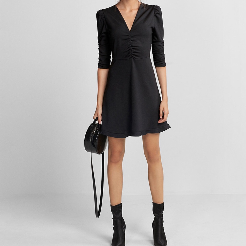 Express Ruffle Hem Dress, BLACK
